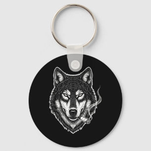 Lustiger Smoking Wolf-Meme Vintage-Zigarettendesig Schlüsselanhänger