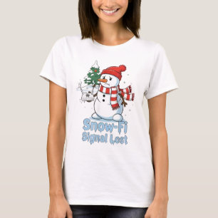 Lustiger Snow-Fi-Signal-Verlorener-Schneemann-Weih T-Shirt