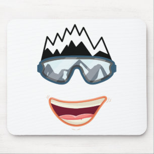 Lustiger Snowboard Snowboarder Skifahren Gesicht L Mousepad