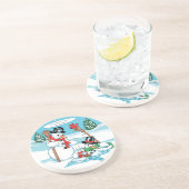 Lustiger Snowman mit heiße Schokoladen-Cartoon Getränkeuntersetzer (Seite)