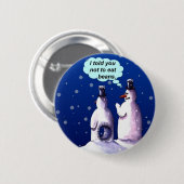 Lustiger Snowmen-Cartoon Button (Vorne & Hinten)