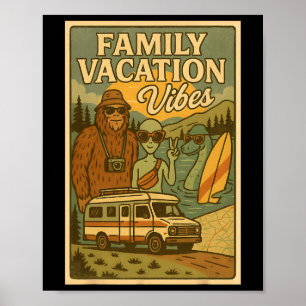 Lustiger Sommer Bigfoot Familienurlaub Alien Nessi Poster