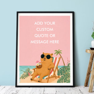 Lustiger Sommer Capybara Strand - Erstelle Deinen Poster