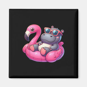 Lustiger Sommer Nilpferd Rosa Poolparty Hawaiian S Magnet