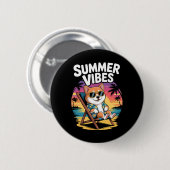 Lustiger Sommer Shi Inu Strand Hund Urlaub Button (Vorne & Hinten)