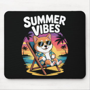 Lustiger Sommer Shi Inu Strand Hund Urlaub  Mousepad