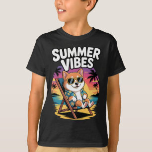 Lustiger Sommer Shi Inu Strand Hund Urlaub T-Shirt