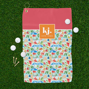 Lustiger Sommer Stilvolles Monogramm Golfhandtuch