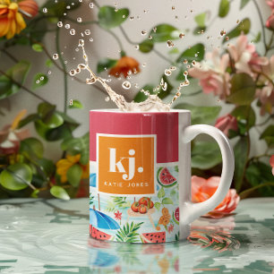 Lustiger Sommer Stilvolles Monogramm Kaffeetasse