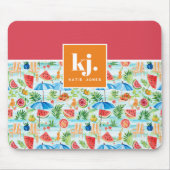 Lustiger Sommer Stilvolles Monogramm Mousepad (Vorne)
