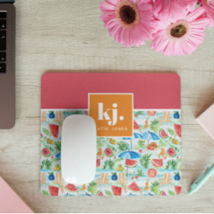 Lustiger Sommer Stilvolles Monogramm Mousepad