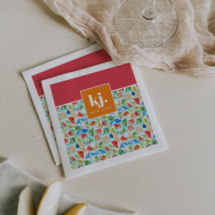 Lustiger Sommer Stilvolles Monogramm Serviette