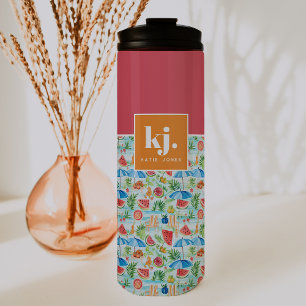 Lustiger Sommer Stilvolles Monogramm Thermosbecher