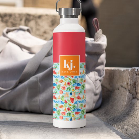 Lustiger Sommer Stilvolles Monogramm Trinkflasche