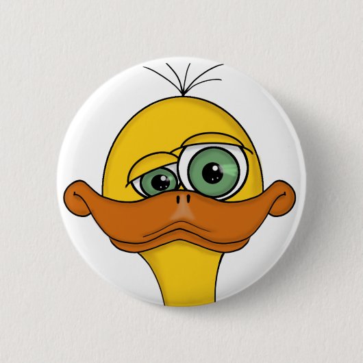 Lustiger sonderbarer Enten-Cartoon Button (Vorderseite)