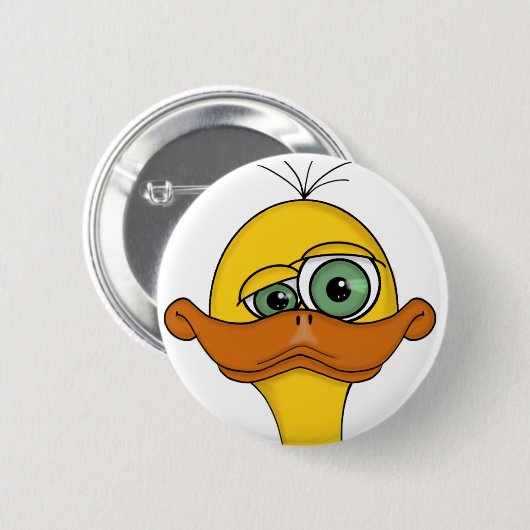 Lustiger sonderbarer Enten-Cartoon Button (Vorne & Hinten)