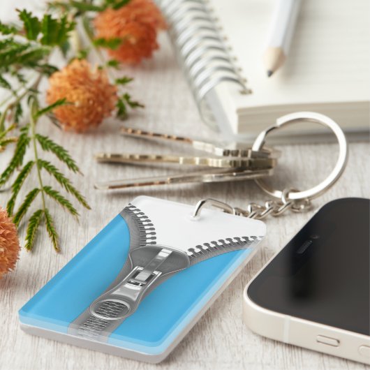 Lustiger sonderbarer realistischer blauer schlüsselanhänger (Vorderseite rechts)