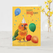 Lustiger Sonnenconure-Papageien-Geburtstag Karte (Gelbe Blume)