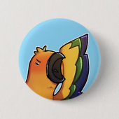 Lustiger Sonnenconure-Vogel-Button Button (Vorderseite)