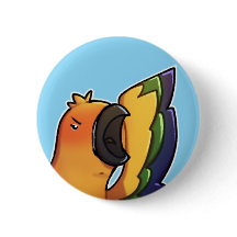Lustiger Sonnenconure-Vogel-Button