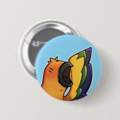 Lustiger Sonnenconure-Vogel-Button Button (Vorne & Hinten)