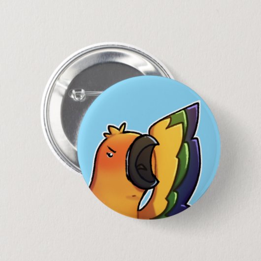 Lustiger Sonnenconure-Vogel-Button Button (Vorne & Hinten)