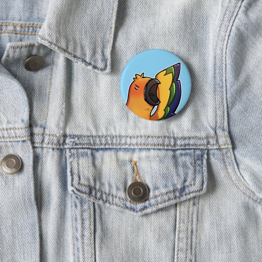Lustiger Sonnenconure-Vogel-Button Button (Beispiel)