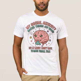 Lustiger Sozialangst-Gehirn-Cartoon T-Shirt
