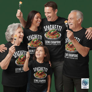 Lustiger Spaghetti-Ess-Champion Familienzusammenku T-Shirt
