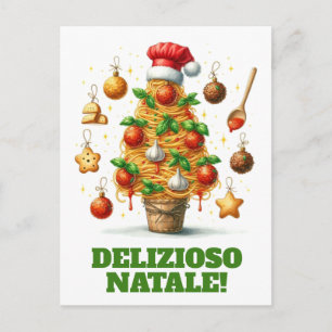 Lustiger Spaghetti-Weihnachtsbaum Delizioso Natale Postkarte