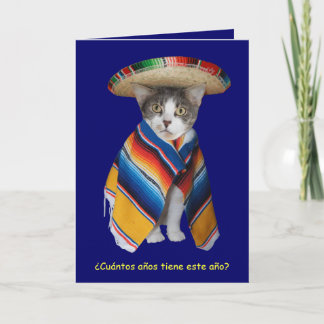 Lustiger spanischer Katzen-/Miezekatze-Geburtstag Karte