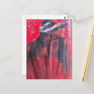 Lustiger Specht in einer schwarzen Kleid Fantasie- Postkarte