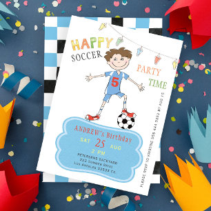 Lustiger Sportparty zum 5. Geburtstag Fußball Einladung
