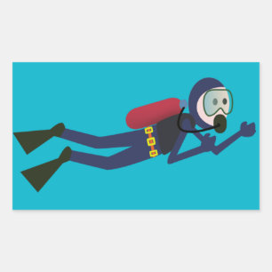 LUSTIGER SPORTTAUCHEN-TAUCHER, BEHÄLTER UND RECHTECKIGER AUFKLEBER