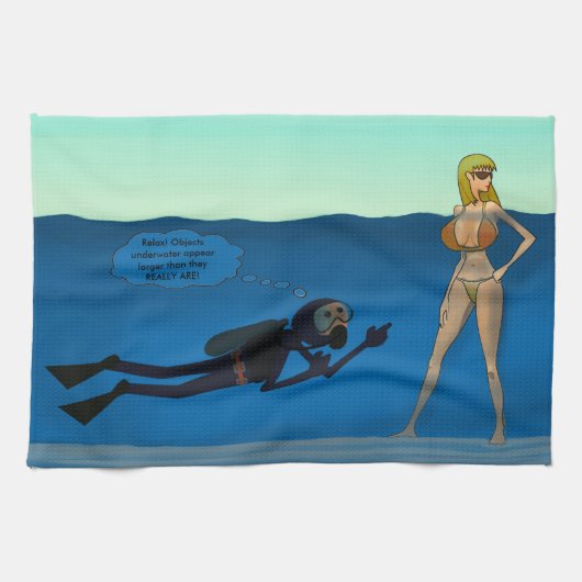 LUSTIGER SPORTTAUCHER-UNTERWASSERmädchen, Geschirrtuch (Horizontal)