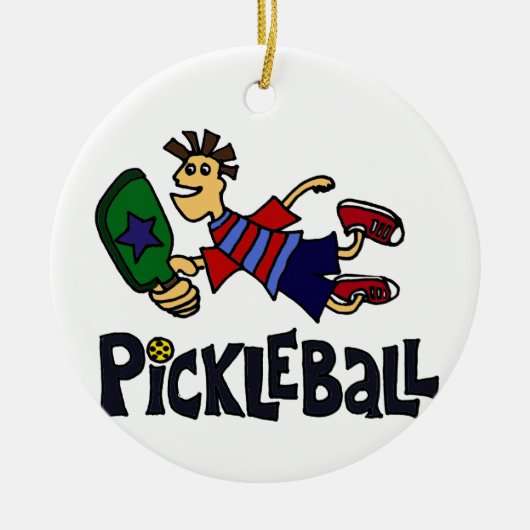 Lustiger springender Pickleball Typ Keramikornament (Vorne)