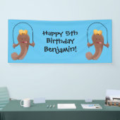 Lustiger Springender Schlammspringer Fisch Cartoon Banner (Messe)