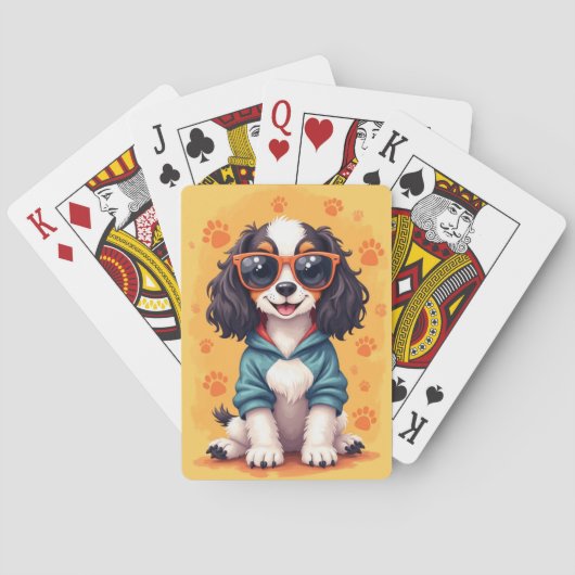 Lustiger Springer Spaniel Kawaii Hund Spielkarten (Rückseite)