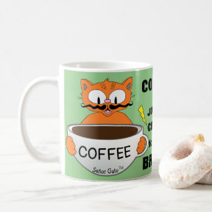 Lustiger Spruch Cartoon-Katze Kaffeetasse