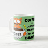 Lustiger Spruch Cartoon-Katze Kaffeetasse (Vorderseite Links)