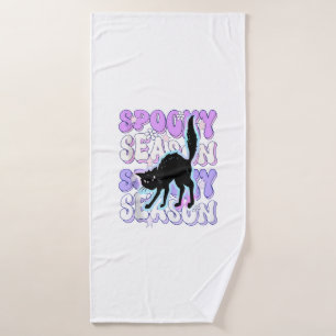 Lustiger Spruch Gruselzeit Halloween Katzenliebhab Badehandtuch