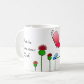 Lustiger Spruch "Schmetterling" Kaffeetasse (Vorderseite Links)