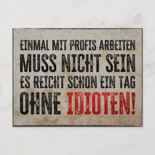 Lustiger Spruch über Arbeit und Kollegen Feiertagspostkarte