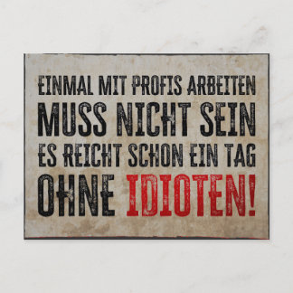 Lustiger Spruch über Arbeit und Kollegen Feiertagspostkarte