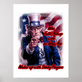 Lustiger Spruch von Patriot Uncle Sam auf einem Poster