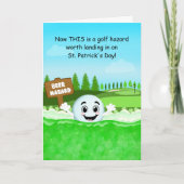 Lustiger St. Patrick’s Day Golf mit Golfball Bier Karte (Vorderseite)