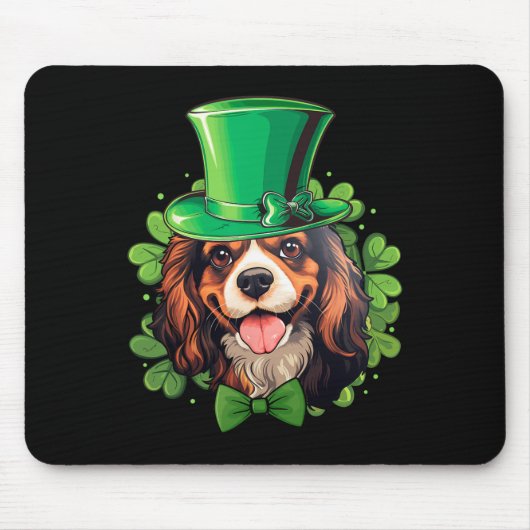 Lustiger St. Patricks Cavalier King Charles Spanie Mousepad (Vorne)