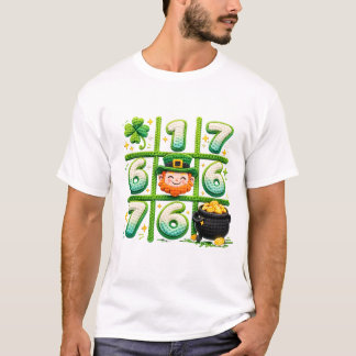 Lustiger St. Patricks Day 6 7 Herz Tic Tac Toe T-Shirt