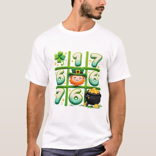 Lustiger St. Patricks Day 6 7 Herz Tic Tac Toe T-Shirt (Vorderseite)