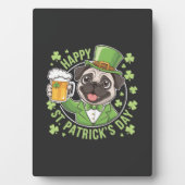 Lustiger St. Patrick's Day Mops mit Bierkrug Fotoplatte (Vorderseite)